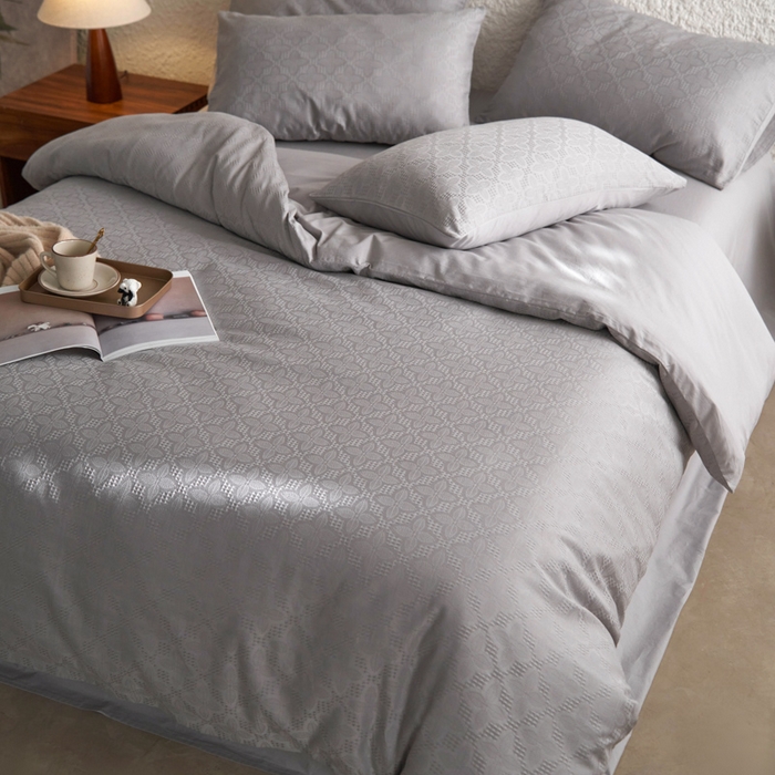 91家纺网 家纺一手货源 找家纺 AB家纺 2024新款全棉华夫格四件套 四叶草-陨石灰