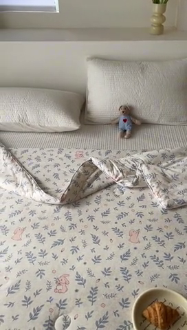 91家纺网 家纺一手货源 找家纺 木堇家居 2024新款10%大豆纤维针织棉夏被 兔融融