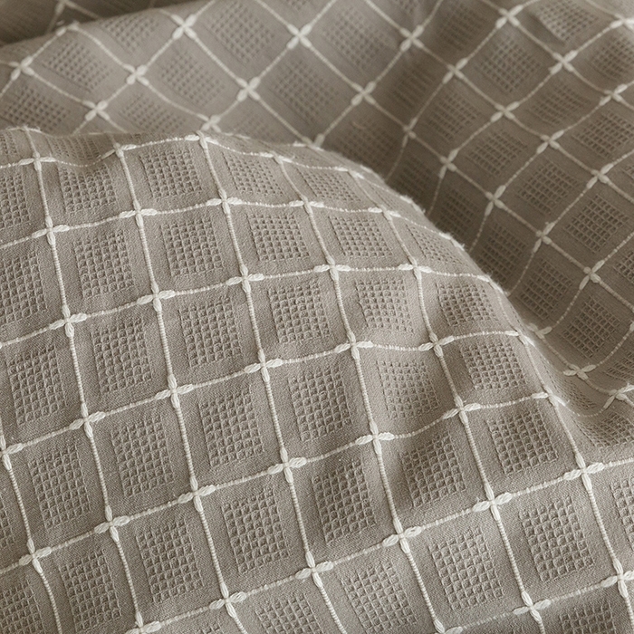 91家纺网 家纺一手货源 找家纺 蜜柚 2024新款全棉色织水洗提花四件套 山灰