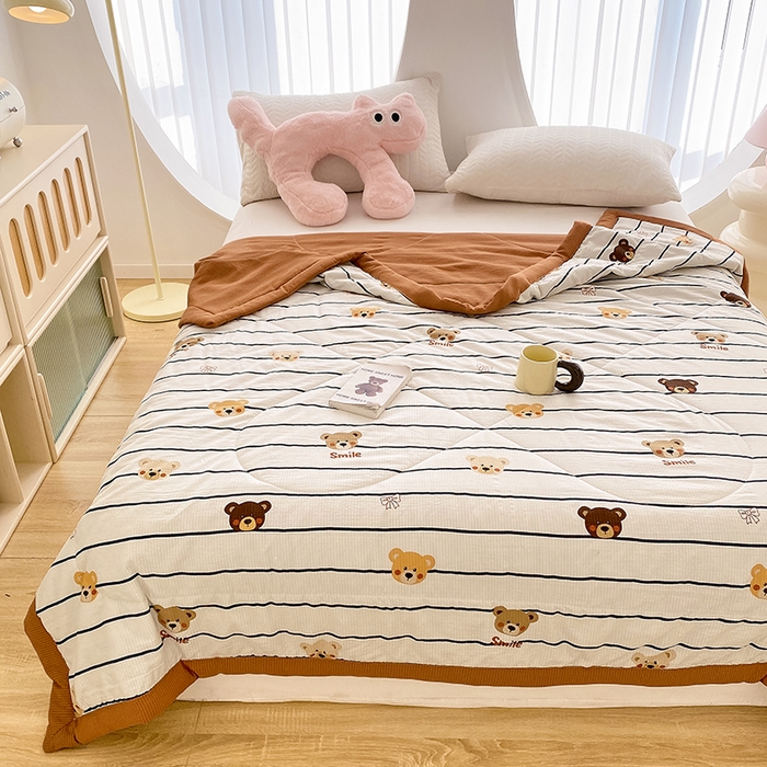 91家纺网 家纺一手货源 找家纺 金麦 2024新款A类有氧提花泡泡棉夏被 公仔