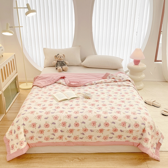 91家纺网 家纺一手货源 找家纺 金麦 2024新款A类有氧提花泡泡棉夏被 简爱