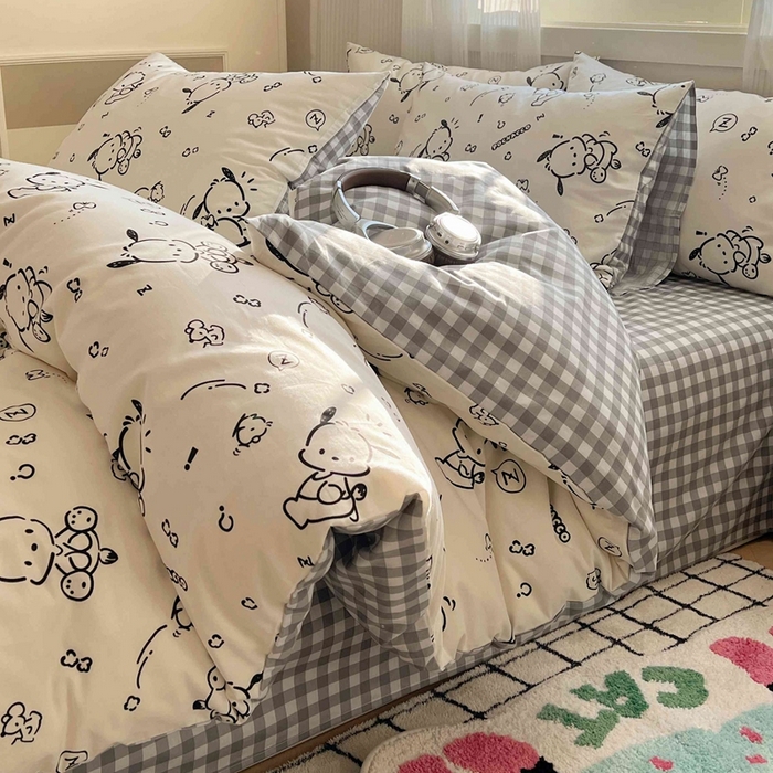 91家纺网 家纺一手货源 找家纺 星座家纺 2025新款40s全棉卡通印花四件套 开心帕恰狗