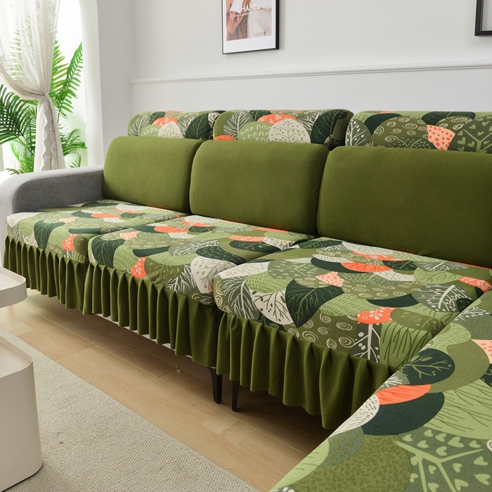 91家纺网 家纺一手货源 找家纺 千彤沙发垫 2024新款裙边款-高精密雪尼尔沙发垫 森林派对 -组合1