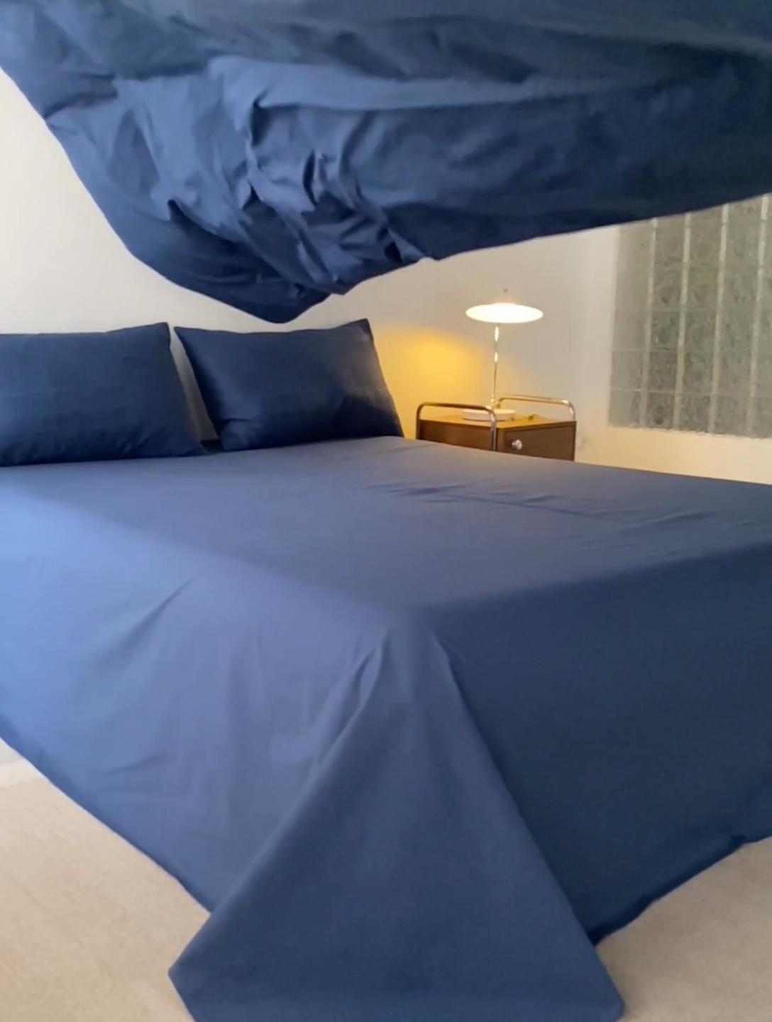 91家纺网 家纺一手货源 找家纺 AB家纺 2024新款全棉华夫格四件套 千鸟格-蔚蓝