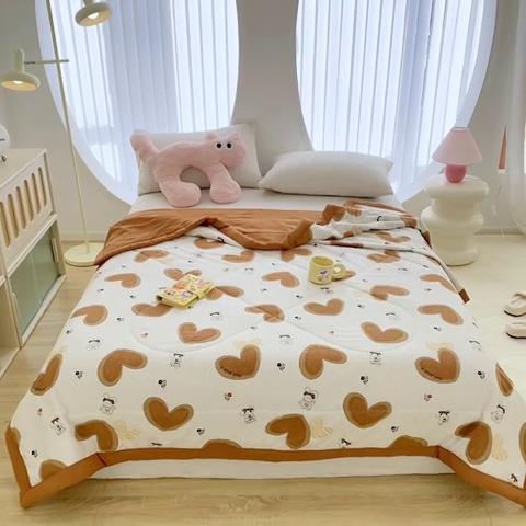 91家纺网 家纺一手货源 找家纺 金麦 2024新款A类有氧提花泡泡棉夏被 甜心