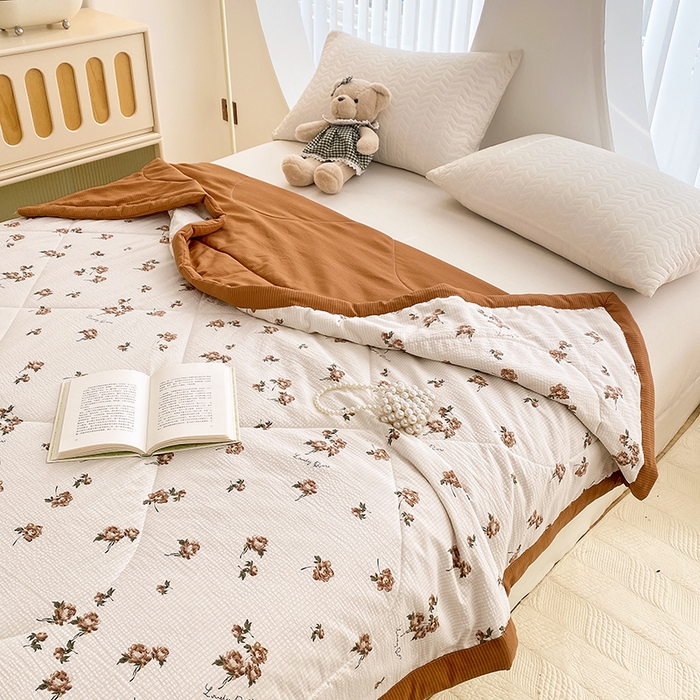 91家纺网 家纺一手货源 找家纺 金麦 2024新款A类有氧提花泡泡棉夏被 花茶