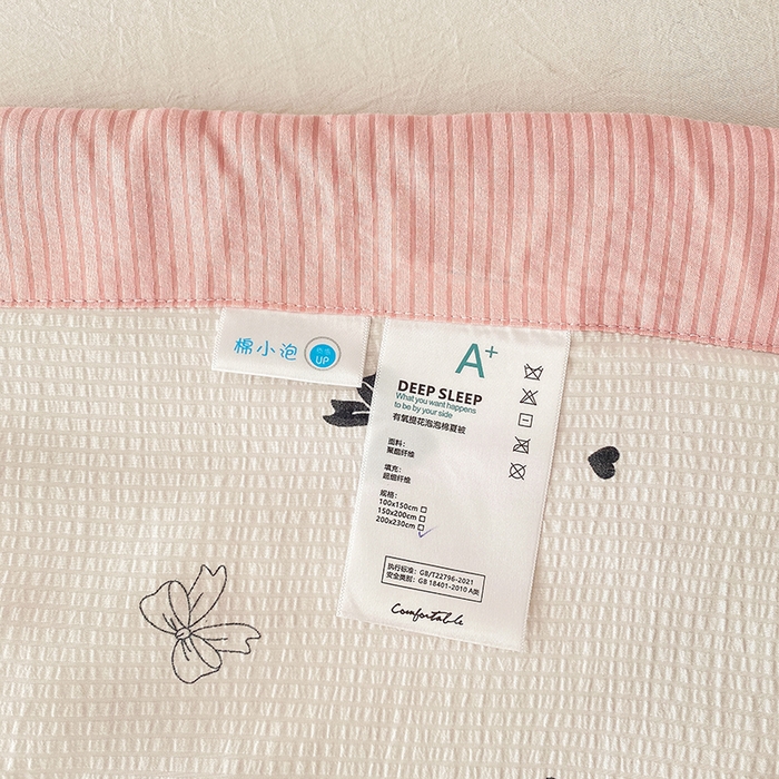 91家纺网 家纺一手货源 找家纺 金麦 2024新款A类有氧提花泡泡棉夏被 蝴蝶结