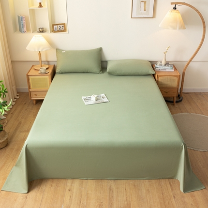 91家纺网 家纺一手货源 找家纺 AB家纺 2024新款A类40支水洗全棉床单三件套 素绿