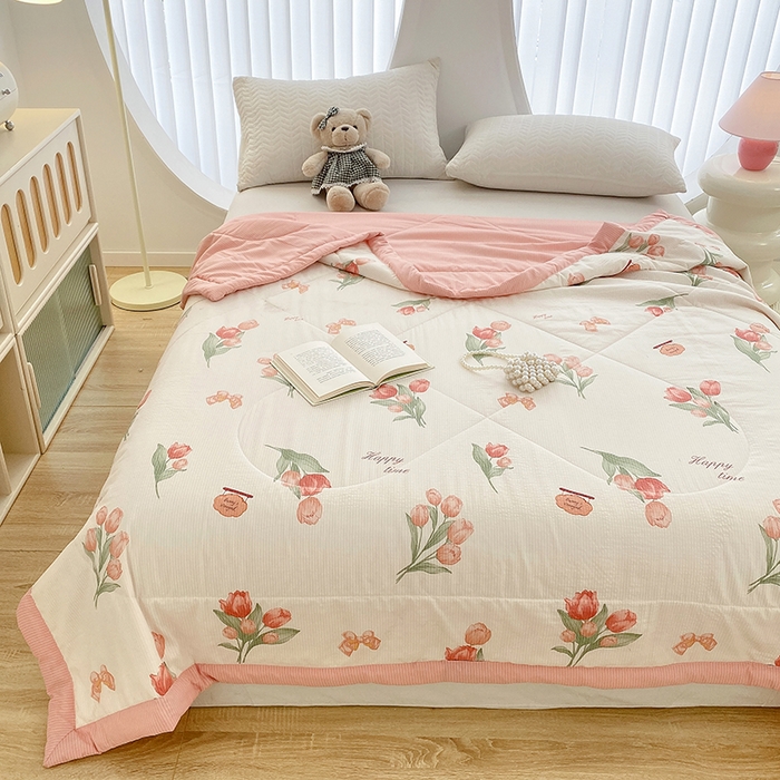 91家纺网 家纺一手货源 找家纺 金麦 2024新款A类有氧提花泡泡棉夏被 倾心