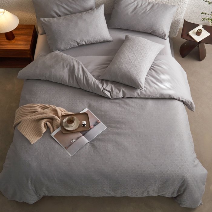 91家纺网 家纺一手货源 找家纺 AB家纺 2024新款全棉华夫格四件套 四叶草-陨石灰