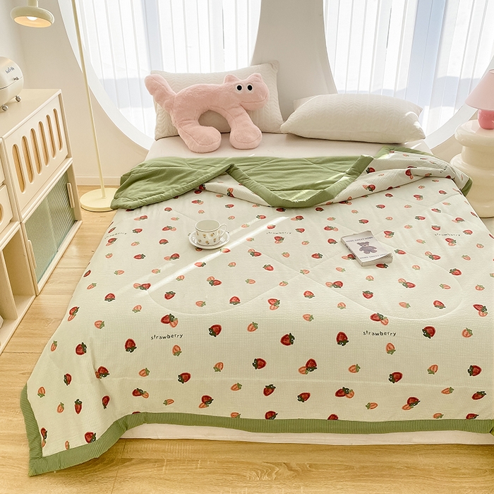 91家纺网 家纺一手货源 找家纺 金麦 2024新款A类有氧提花泡泡棉夏被 每日鲜红