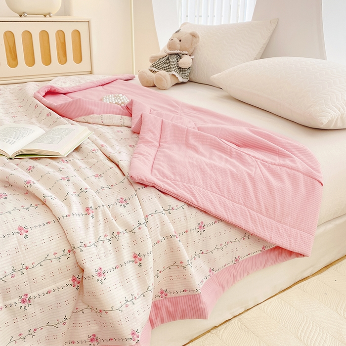 91家纺网 家纺一手货源 找家纺 金麦 2024新款A类有氧提花泡泡棉夏被 沐歌