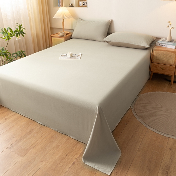 91家纺网 家纺一手货源 找家纺 AB家纺 2024新款A类40支水洗全棉床单三件套 卡其