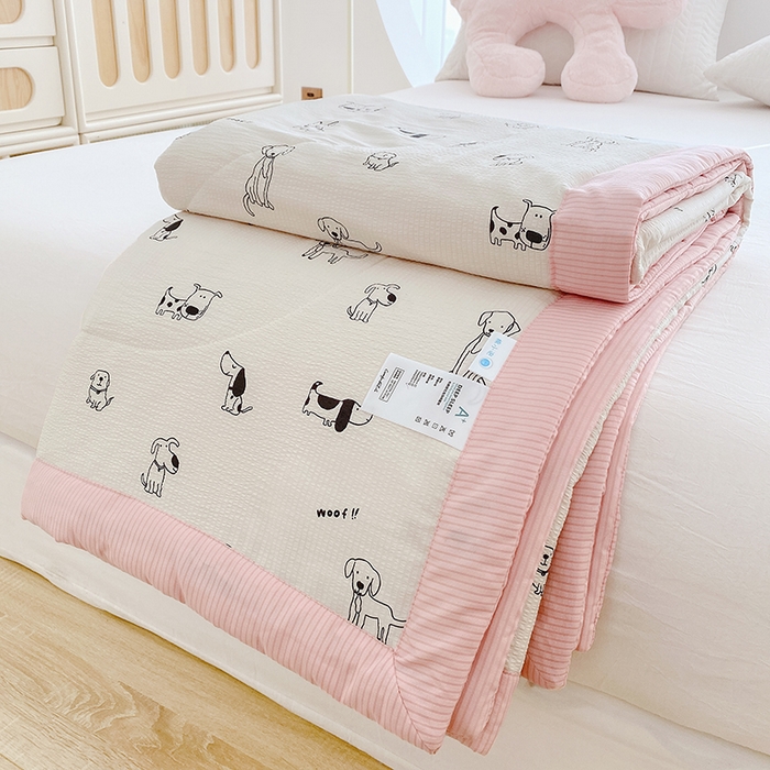 91家纺网 家纺一手货源 找家纺 金麦 2024新款A类有氧提花泡泡棉夏被 班尼狗