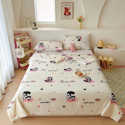 木堇家居 2024新款10%大豆纤维针织棉夏被 幸运猫咪