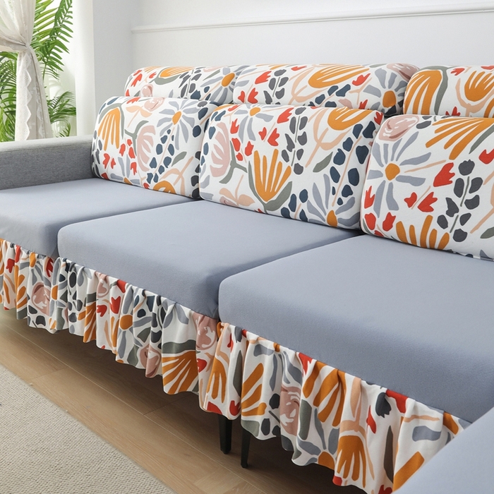 91家纺网 家纺一手货源 找家纺 千彤沙发垫 2024新款裙边款-高精密雪尼尔沙发垫 灰色-组合2