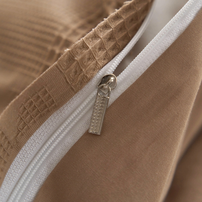 91家纺网 家纺一手货源 找家纺 AB家纺 2024新款全棉华夫格四件套 千鸟格-咖色