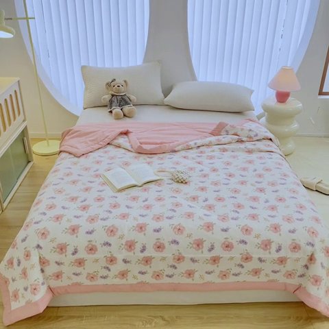 91家纺网 家纺一手货源 找家纺 金麦 2024新款A类有氧提花泡泡棉夏被 简爱