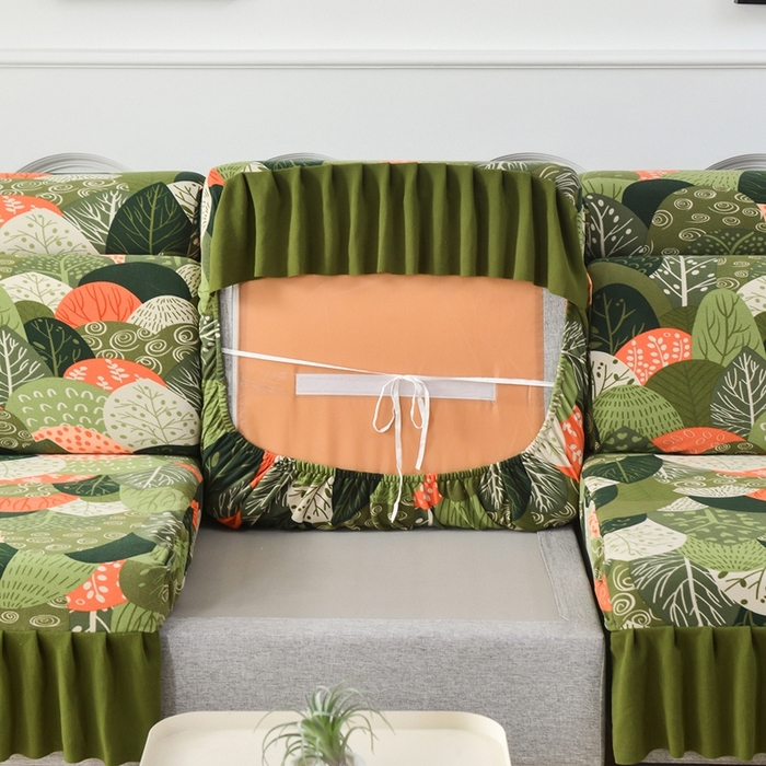 91家纺网 家纺一手货源 找家纺 千彤沙发垫 2024新款裙边款-高精密雪尼尔沙发垫 森林派对