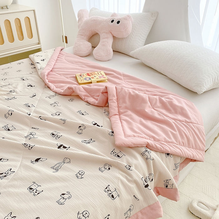 91家纺网 家纺一手货源 找家纺 金麦 2024新款A类有氧提花泡泡棉夏被 班尼狗