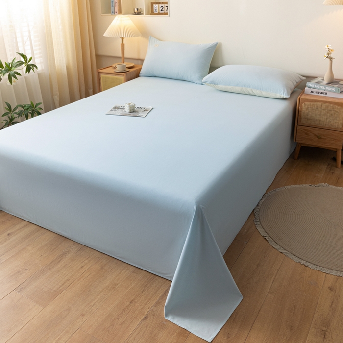 91家纺网 家纺一手货源 找家纺 AB家纺 2024新款A类40支水洗全棉床单三件套 天空蓝