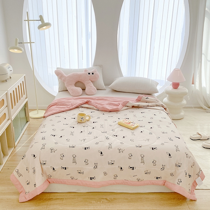 91家纺网 家纺一手货源 找家纺 金麦 2024新款A类有氧提花泡泡棉夏被 班尼狗