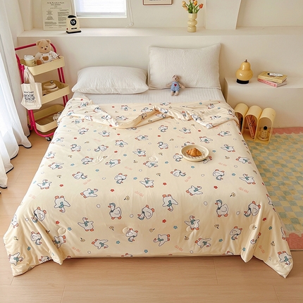 木堇家居 2024新款10%大豆纤维针织棉夏被 开心鸭鸭