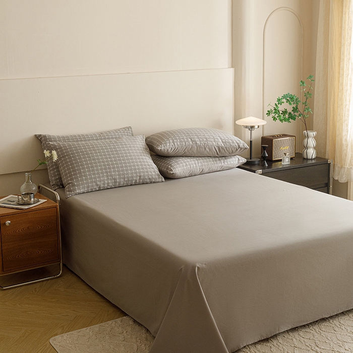 91家纺网 家纺一手货源 找家纺 蜜柚 2024新款全棉色织水洗提花四件套 山灰