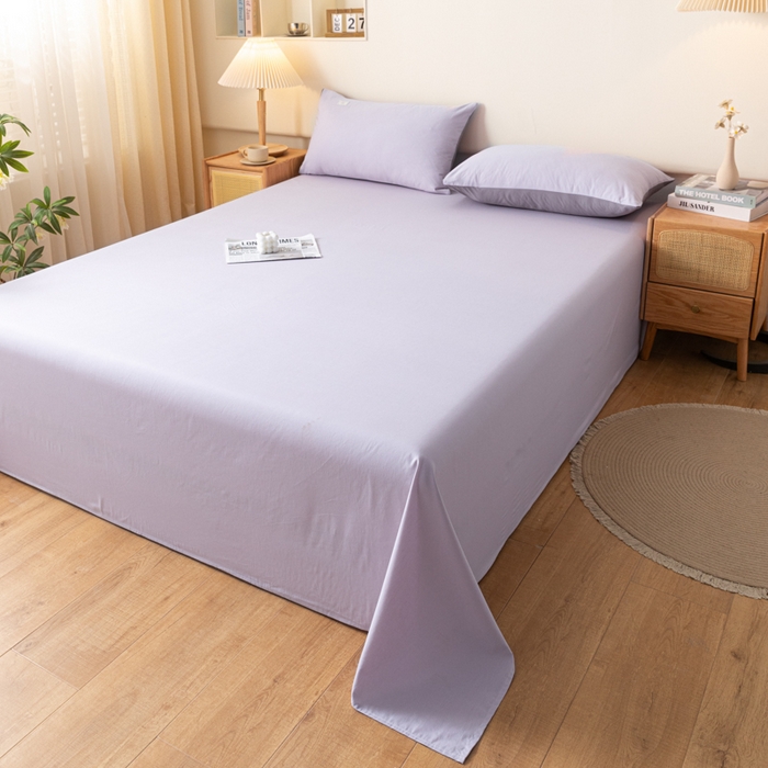 91家纺网 家纺一手货源 找家纺 AB家纺 2024新款A类40支水洗全棉床单三件套 香芋紫