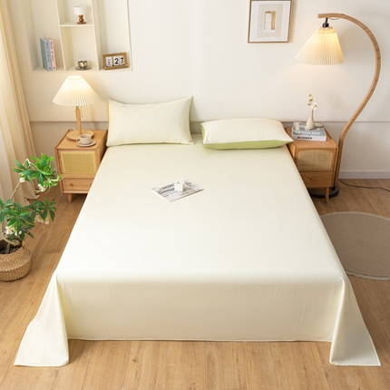 91家纺网 家纺一手货源 找家纺 AB家纺 2024新款A类40支水洗全棉床单三件套 杏黄