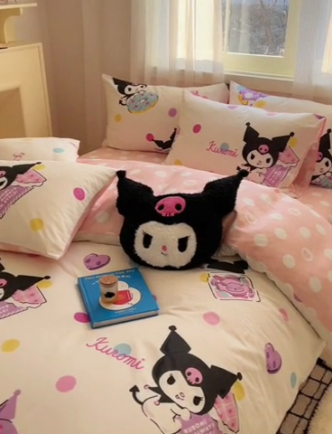 91家纺网 家纺一手货源 找家纺 星座家纺 2025新款40s全棉卡通印花四件套 甜心库洛米