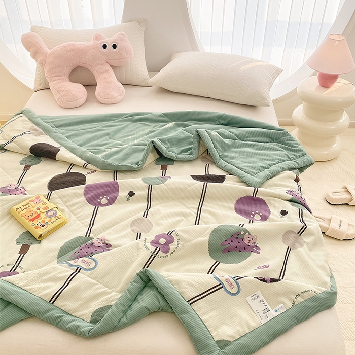 91家纺网 家纺一手货源 找家纺 金麦 2024新款A类有氧提花泡泡棉夏被 菲菲兔