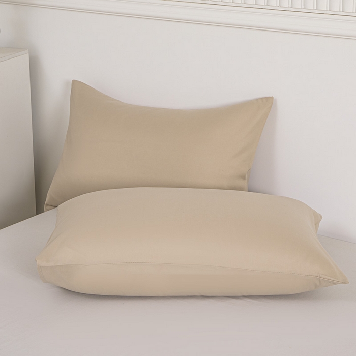 91家纺网 家纺一手货源 找家纺 莎臣豹 2025新款水洗棉磨毛纯色双拼简约风撞色单品被套 卡其爱上豆绿