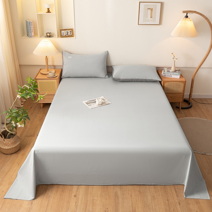 91家纺网 家纺一手货源 找家纺 AB家纺 2024新款A类40支水洗全棉床单三件套 浅灰