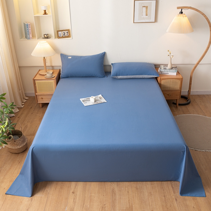 91家纺网 家纺一手货源 找家纺 AB家纺 2024新款A类40支水洗全棉床单三件套 宾利蓝