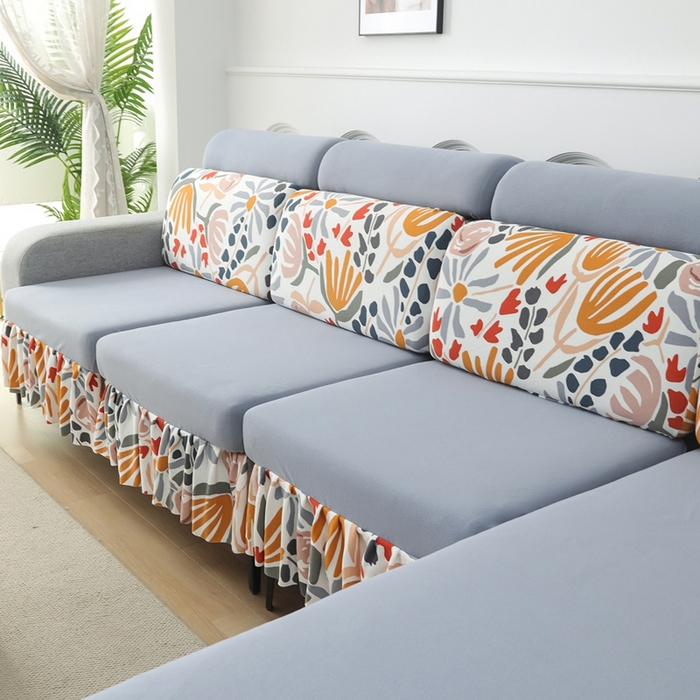 91家纺网 家纺一手货源 找家纺 千彤沙发垫 2024新款裙边款-高精密雪尼尔沙发垫 灰色-组合1