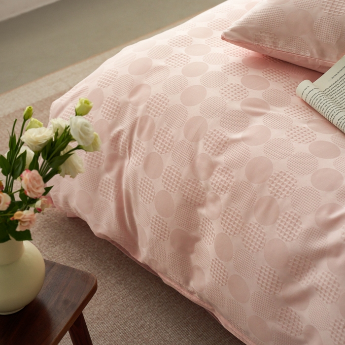 91家纺网 家纺一手货源 找家纺 AB家纺 2024新款全棉华夫格四件套 茗萫-粉玉