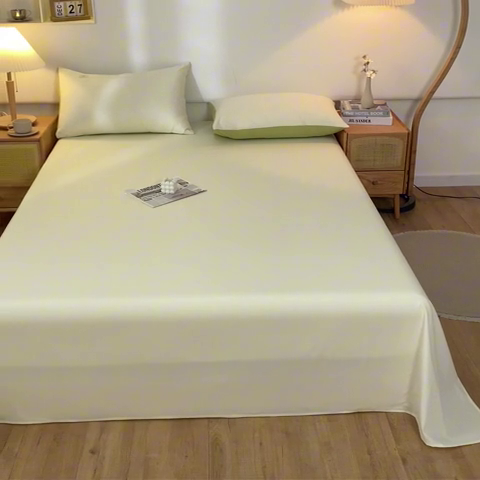 91家纺网 家纺一手货源 找家纺 AB家纺 2024新款A类40支水洗全棉床单三件套 杏黄