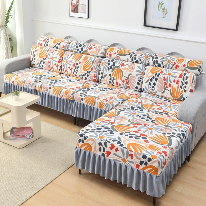 91家纺网 家纺一手货源 找家纺 （总）千彤沙发垫 2024新款裙边款-高精密雪尼尔沙发垫