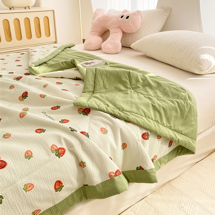 91家纺网 家纺一手货源 找家纺 金麦 2024新款A类有氧提花泡泡棉夏被 每日鲜红