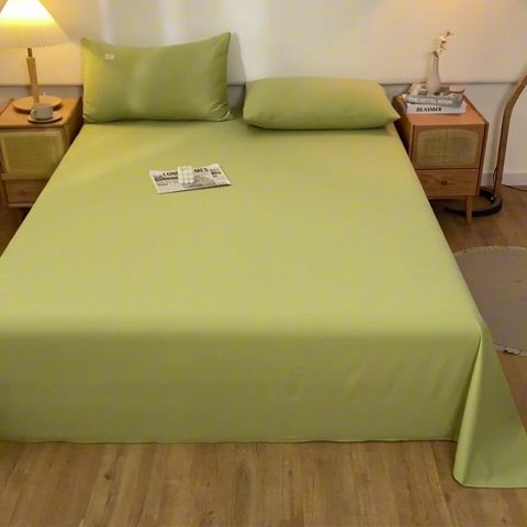 91家纺网 家纺一手货源 找家纺 AB家纺 2024新款A类40支水洗全棉床单三件套 橄榄绿