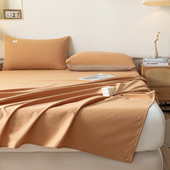 91家纺网 家纺一手货源 找家纺 AB家纺 2024新款A类40支水洗全棉床单三件套 西柚