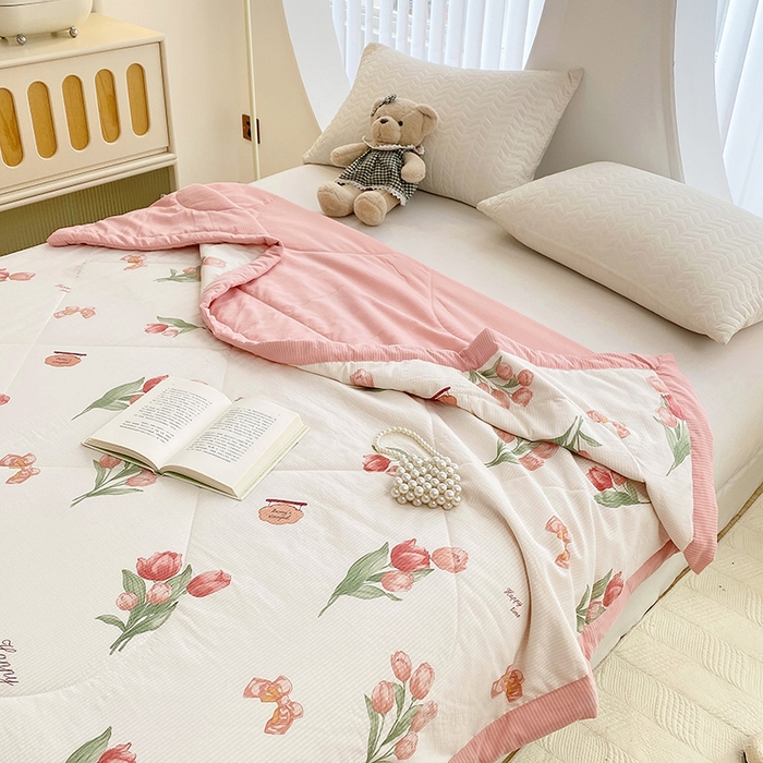 91家纺网 家纺一手货源 找家纺 金麦 2024新款A类有氧提花泡泡棉夏被 倾心