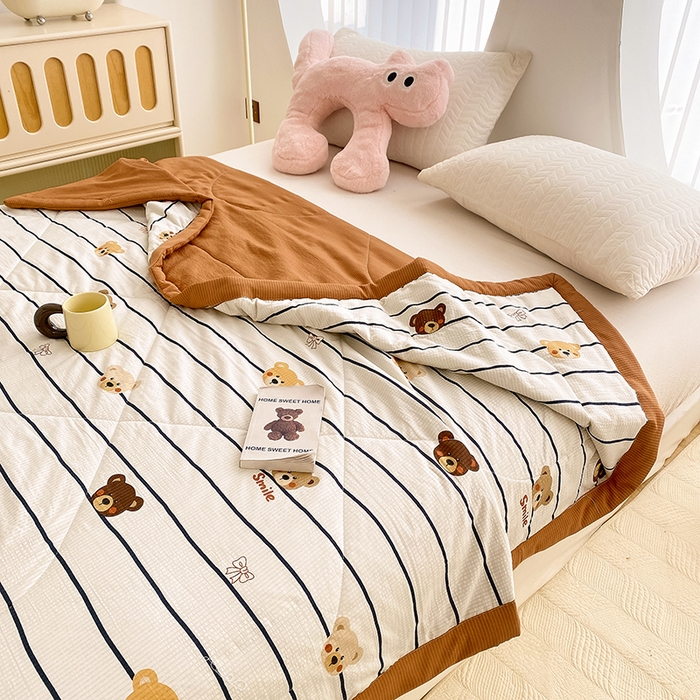 91家纺网 家纺一手货源 找家纺 金麦 2024新款A类有氧提花泡泡棉夏被 公仔