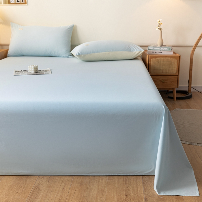 91家纺网 家纺一手货源 找家纺 AB家纺 2024新款A类40支水洗全棉床单三件套 天空蓝