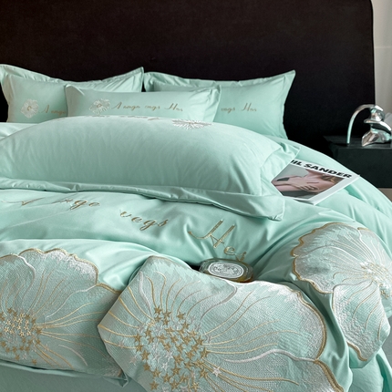 91家纺网 家纺一手货源 找家纺 （总）你好美丽 2025新款水洗棉花韵刺绣四件套