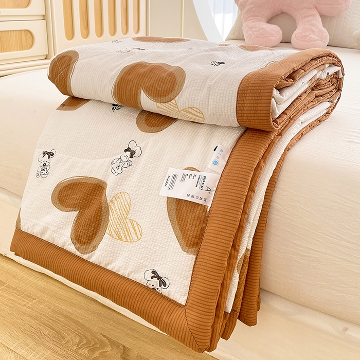 91家纺网 家纺一手货源 找家纺 金麦 2024新款A类有氧提花泡泡棉夏被 甜心