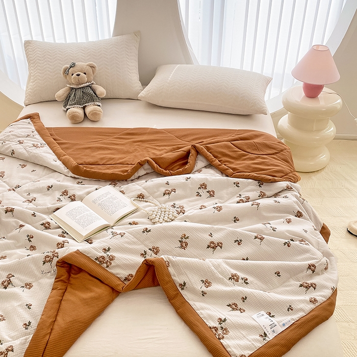 91家纺网 家纺一手货源 找家纺 金麦 2024新款A类有氧提花泡泡棉夏被 花茶