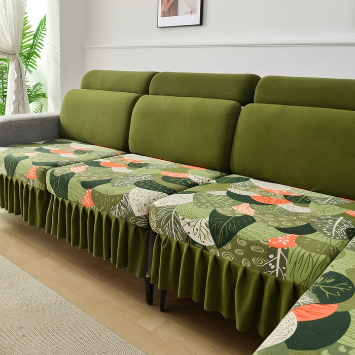 91家纺网 家纺一手货源 找家纺 千彤沙发垫 2024新款裙边款-高精密雪尼尔沙发垫 森林派对 -组合2