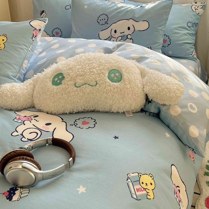 91家纺网 家纺一手货源 找家纺 星座家纺 2025新款40s全棉卡通印花四件套 波点玉桂狗